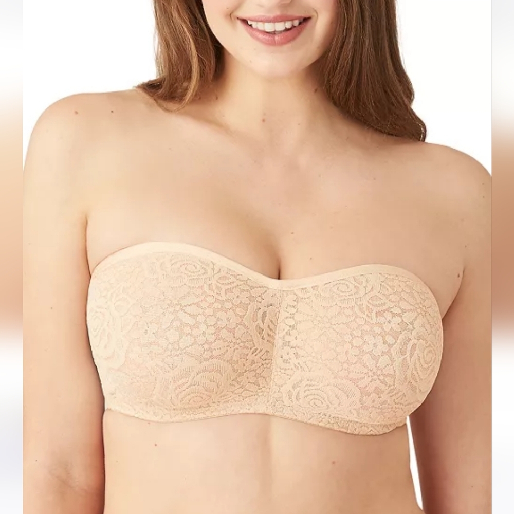 #1123 Wacoal Women's Halo Lace Strapless Bra in Cream Or Black